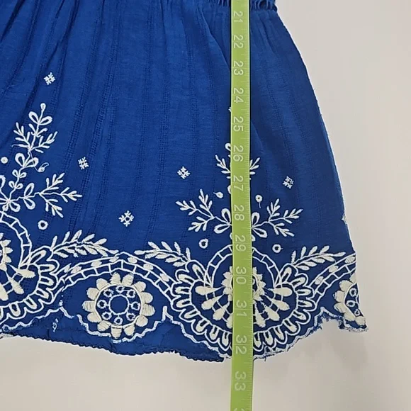 Anthropologie Meadow Rue sleeveles blue dress embroidered scallop hem women's 0 - Picture 15 of 15